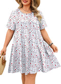 Women's Casual T-Shirt Dress Plus Size Summer Short Sleeve Crewneck Swing Dresses Beach Vacation
