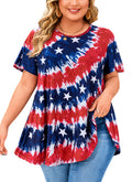Tunic Tops for Women Plus Size Short Sleeve Crew Neck Swing Flare Loose T-Shirt Blouses to Wear with Leggings
