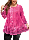 Womens Tunic 3/4 Sleeve Plus Size Tops Crew Neck Swing Flowy Loose Fit T-Shirt Blouses to Wear with Leggings