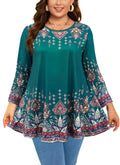 Womens Tunic 3/4 Sleeve Plus Size Tops Crew Neck Swing Flowy Loose Fit T-Shirt Blouses to Wear with Leggings